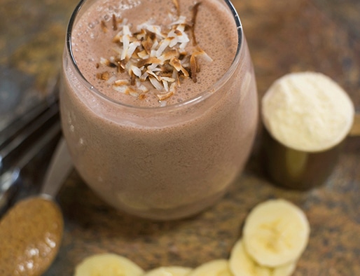 recipe of Chocolate Banana Coconut Protein Smoothie